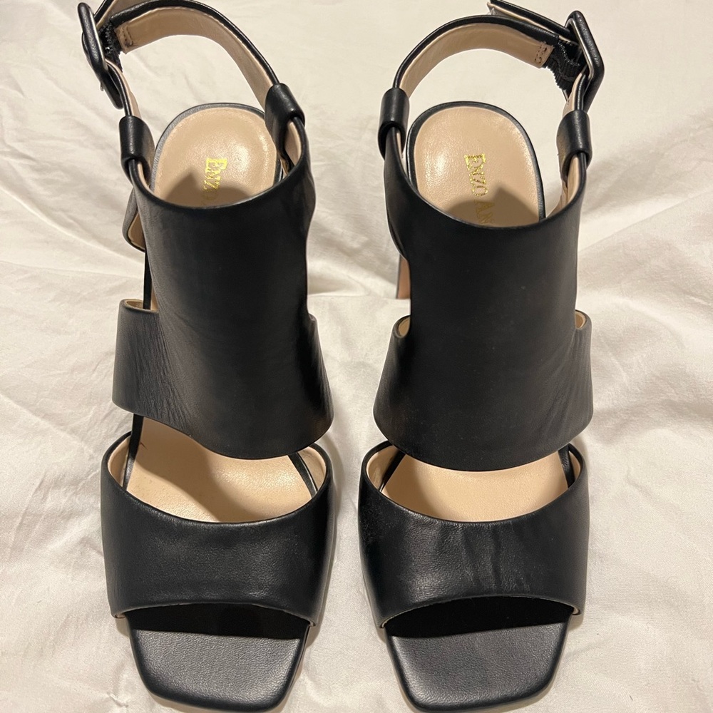 Genuine soft black leather Enzo Angiolini High heeled sandal